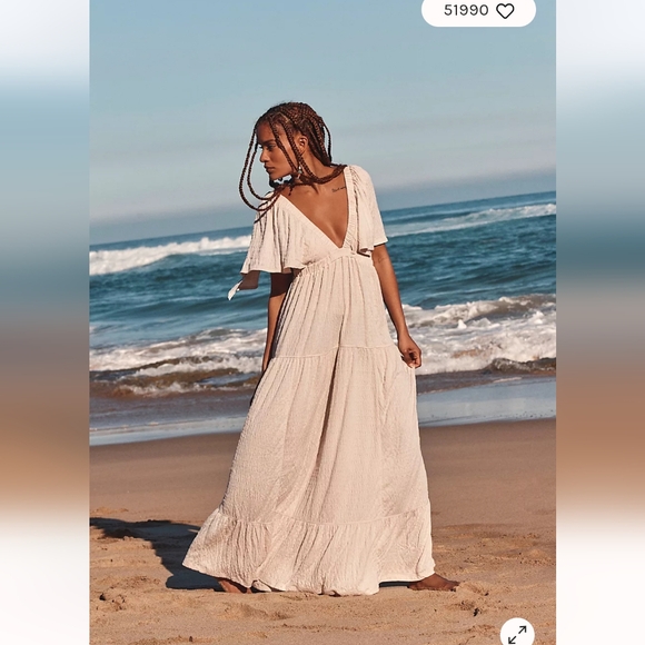 Free People La-La Cream Maxi Dress SIZE XL - Picture 10 of 15